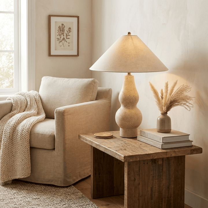 Tovelle Yellow Travertine Table Lamp - Vakkerlight