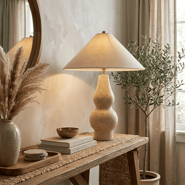 Tovelle Yellow Travertine Table Lamp - Vakkerlight
