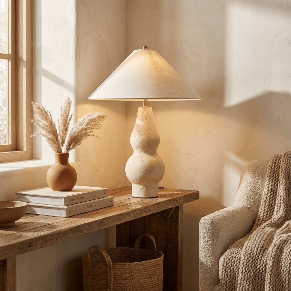 Tovelle Yellow Travertine Table Lamp - Vakkerlight