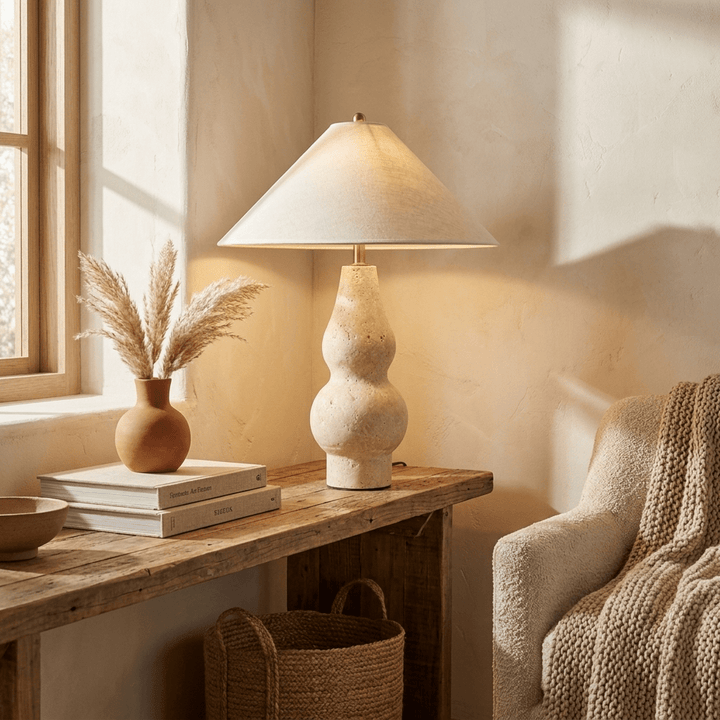 Tovelle Yellow Travertine Table Lamp - Vakkerlight