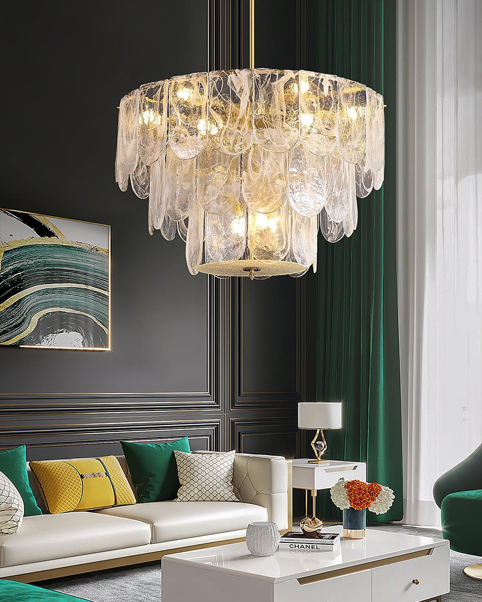 Beautiful Living Room Pictures Ideas With Cascading Cristal Chandelier