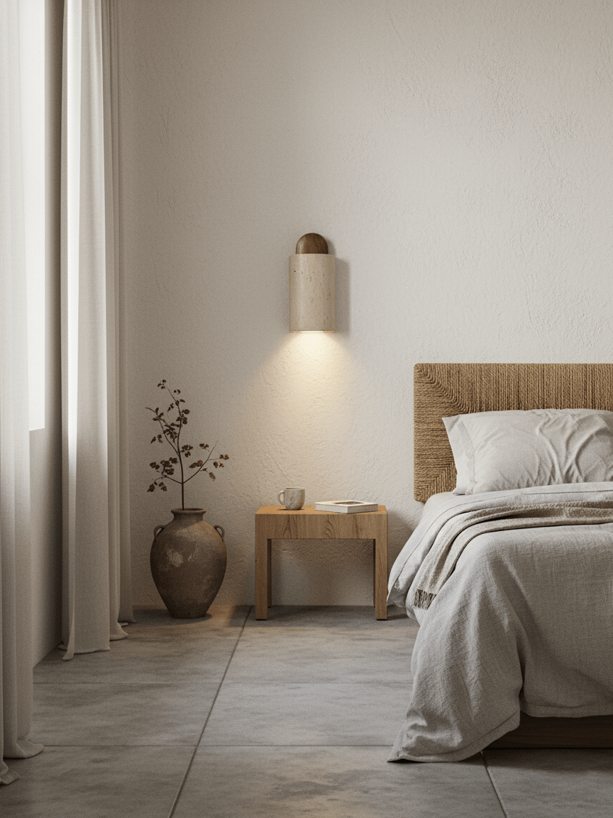 Travertine Cylinder Cap Wall Light - Vakkerlight