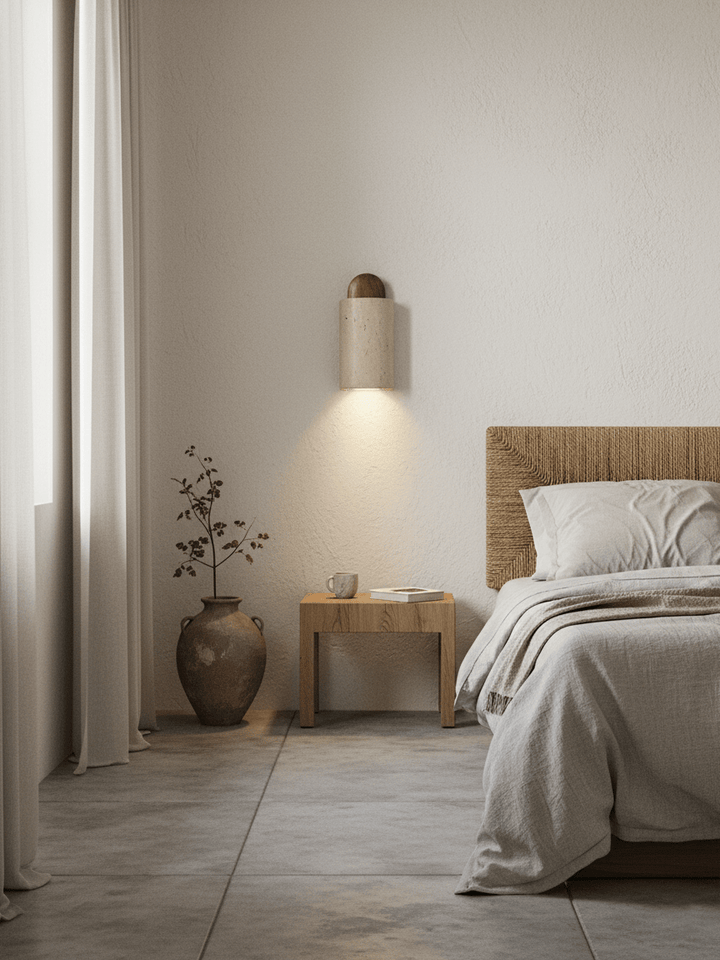 Travertine Cylinder Cap Wall Light - Vakkerlight