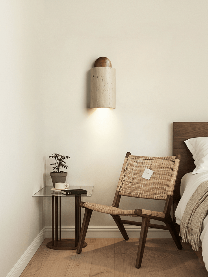 Travertine Cylinder Cap Wall Light - Vakkerlight
