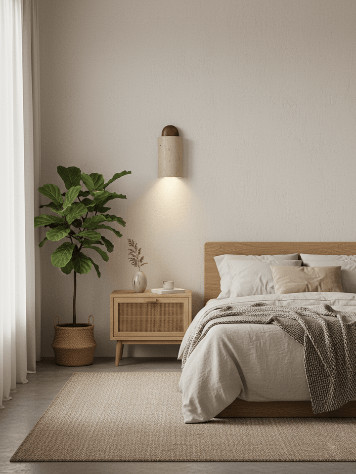 Travertine Cylinder Cap Wall Light - Vakkerlight