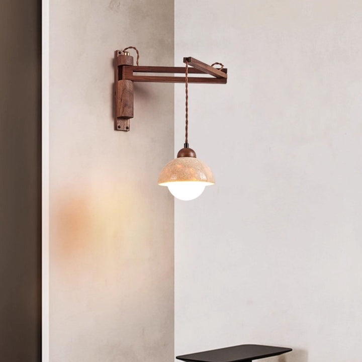 Travertine Swing Arm Wall Sconce - Vakkerlight