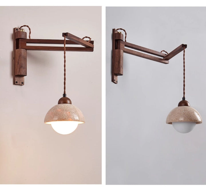 Travertine Swing Arm Wall Sconce - Vakkerlight