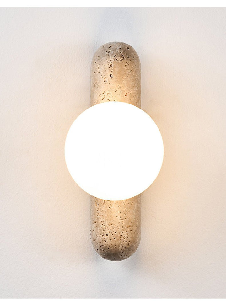 Travertine Column Globe Wall Sconce - Vakkerlight