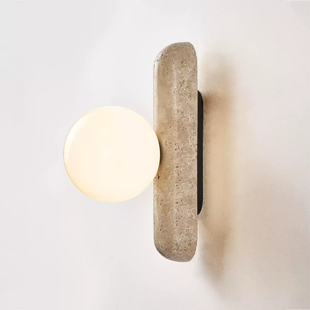 Travertine Column Globe Wall Sconce - Vakkerlight
