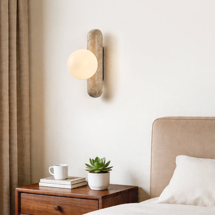 Travertine Column Globe Wall Sconce - Vakkerlight