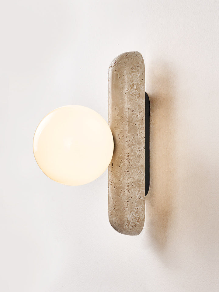 Travertine Column Globe Wall Sconce - Vakkerlight