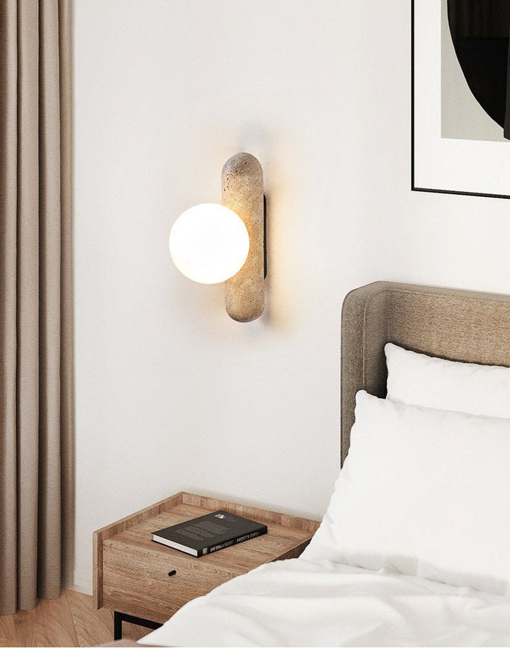 Travertine Column Globe Wall Sconce - Vakkerlight