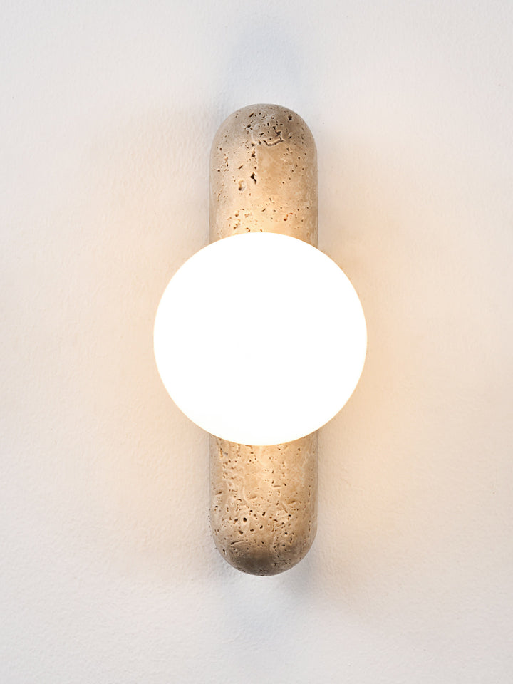 Travertine Column Globe Wall Sconce - Vakkerlight