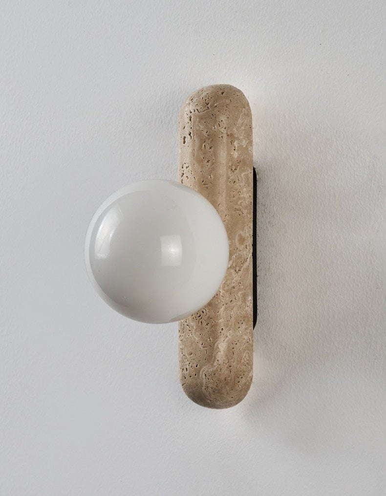 Travertine Column Globe Wall Sconce - Vakkerlight