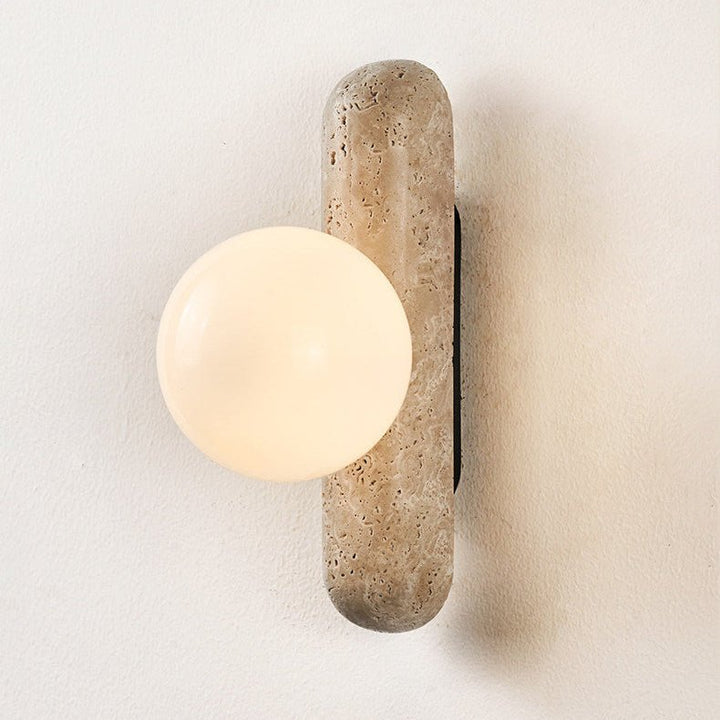 Travertine Column Globe Wall Sconce - Vakkerlight