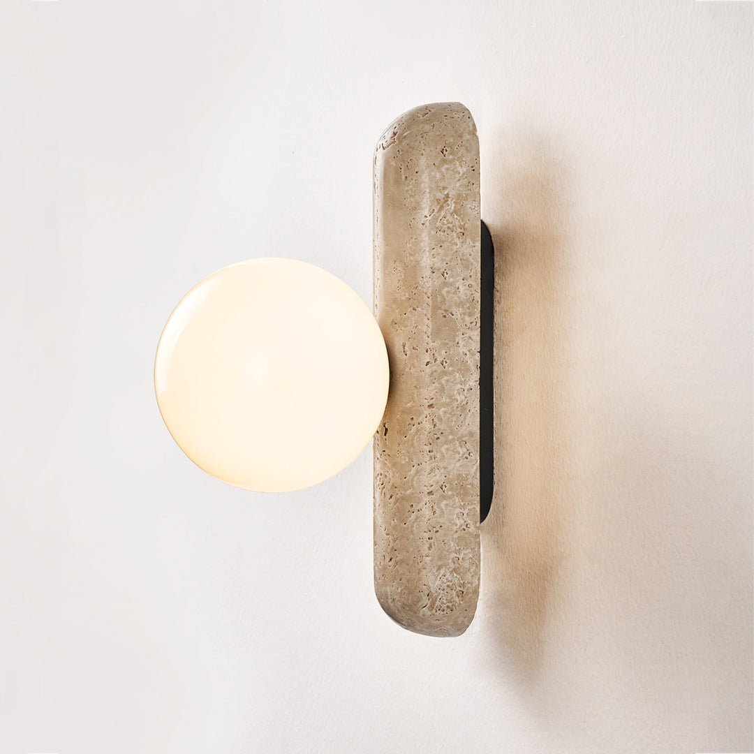 Travertine Column Globe Wall Sconce - Vakkerlight