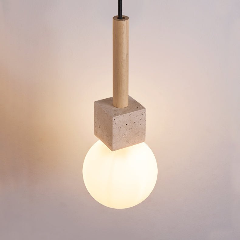 Travertine Cube Globe Pendant Light - Vakkerlight