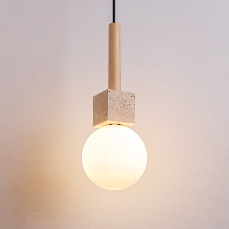 Travertine Cube Globe Pendant Light - Vakkerlight