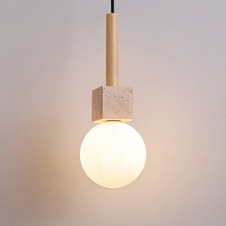 Travertine Cube Globe Pendant Light - Vakkerlight