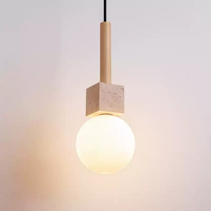 Travertine Cube Globe Pendant Light - Vakkerlight