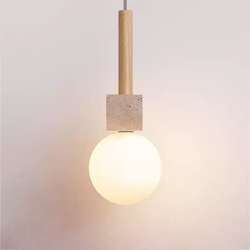 Travertine Cube Globe Pendant Light - Vakkerlight