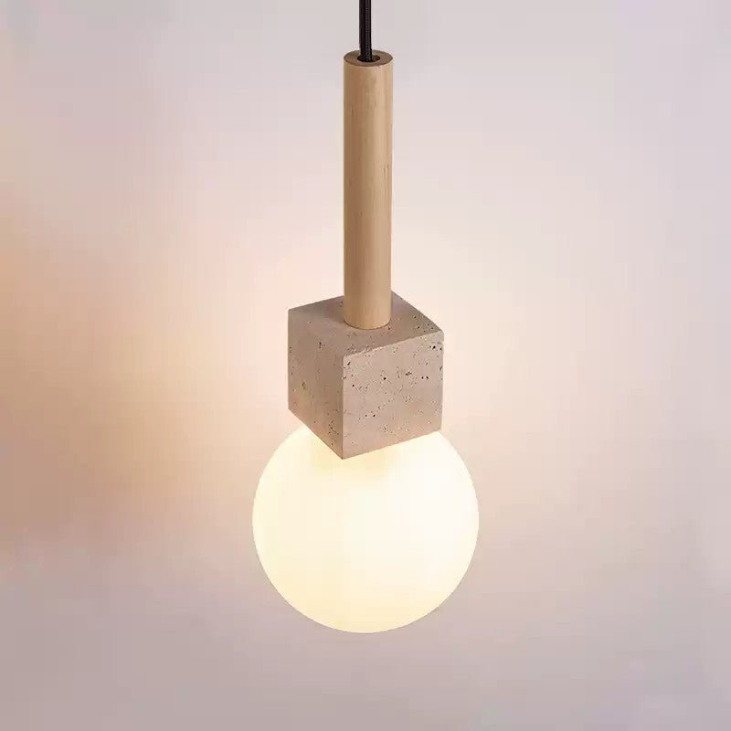 Travertine Cube Globe Pendant Light - Vakkerlight