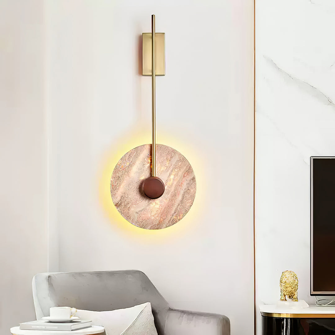 Travertin schijf wandlamp