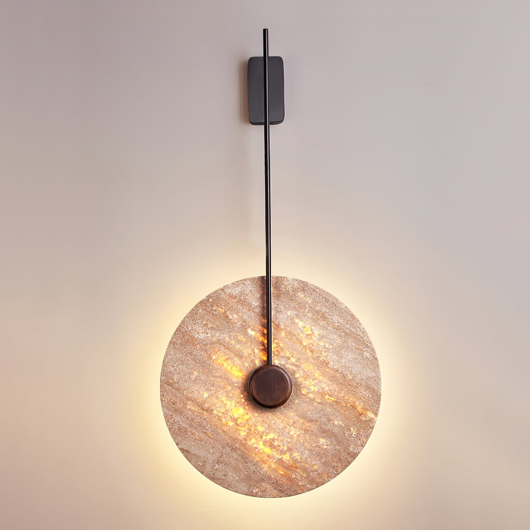 Travertin schijf wandlamp