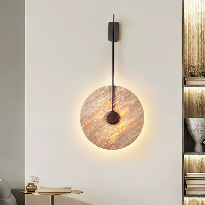 Travertin schijf wandlamp