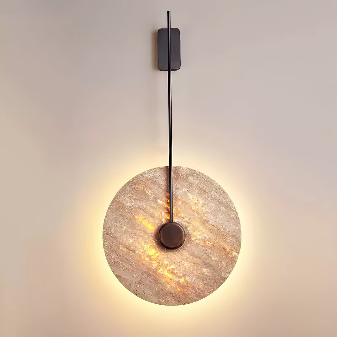 Travertin schijf wandlamp