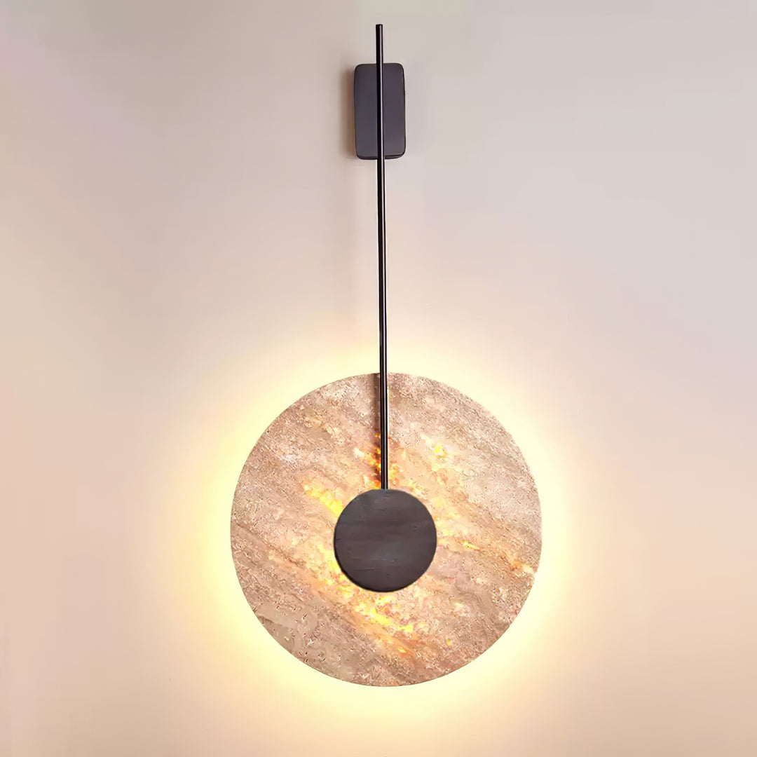 Travertin schijf wandlamp