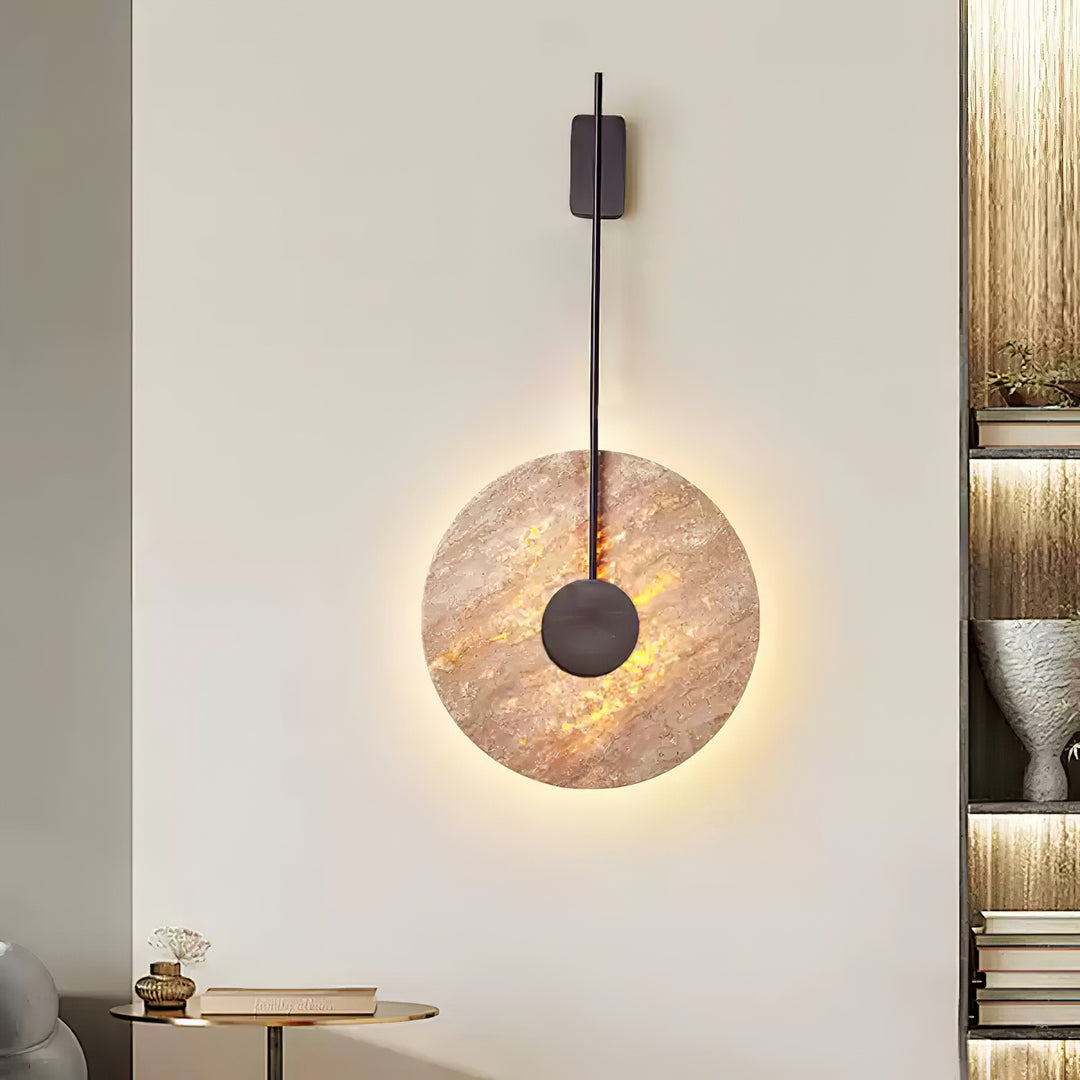 Travertin schijf wandlamp