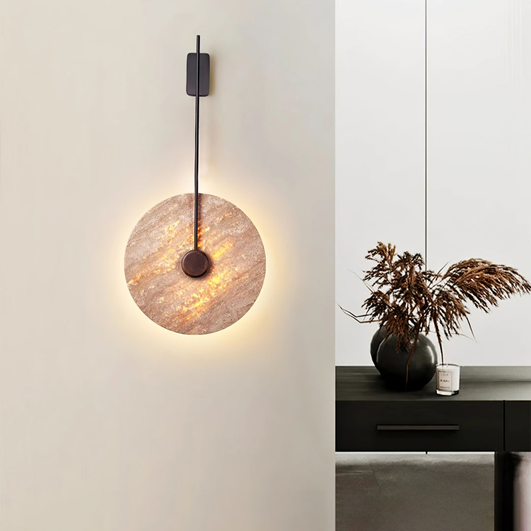 Travertin schijf wandlamp