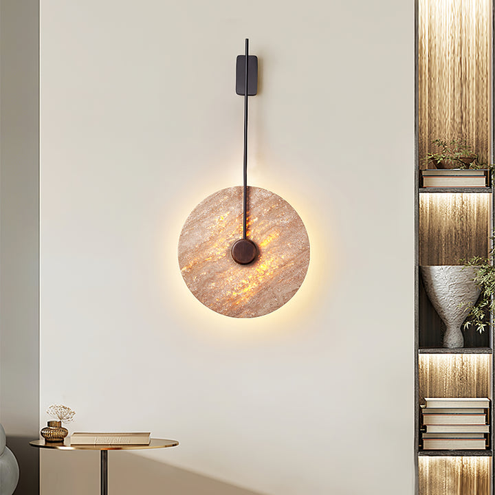 Travertin schijf wandlamp