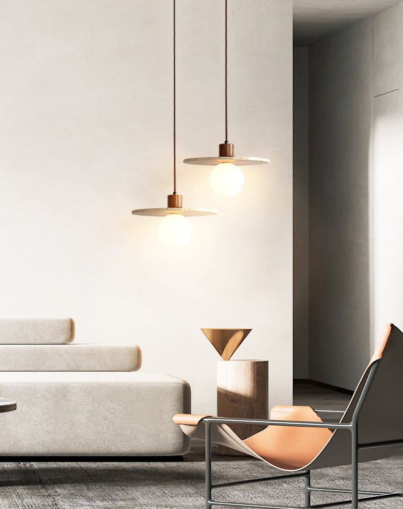 Travertine Disk Globe Pendant Light - Vakkerlight