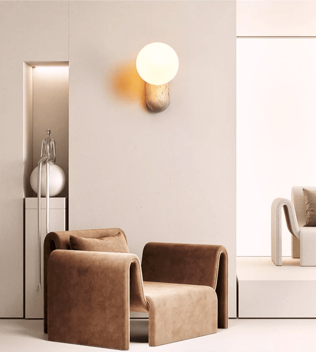 Travertine Pebble Wall Light - Vakkerlight