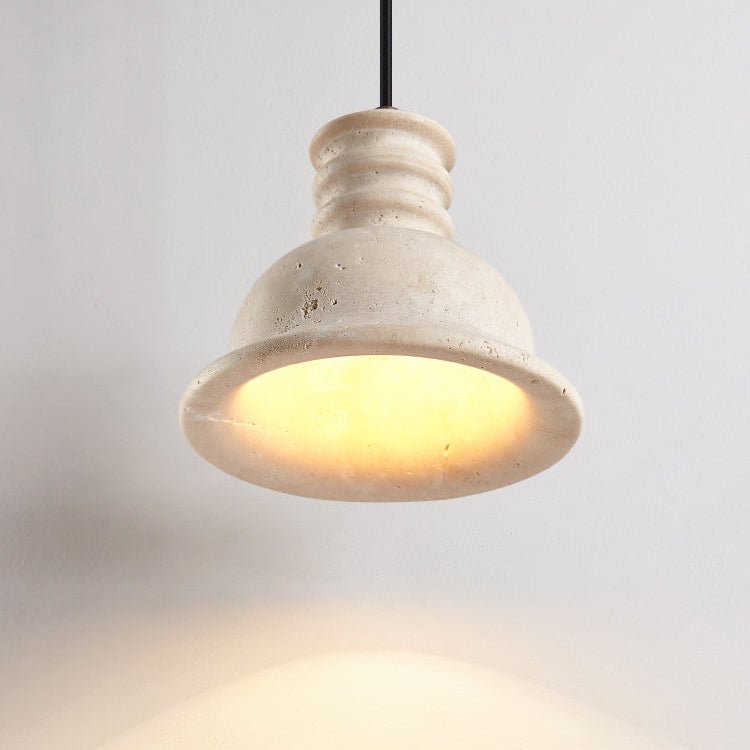 Travertine Ribbed Dome Pendant Light - Vakkerlight