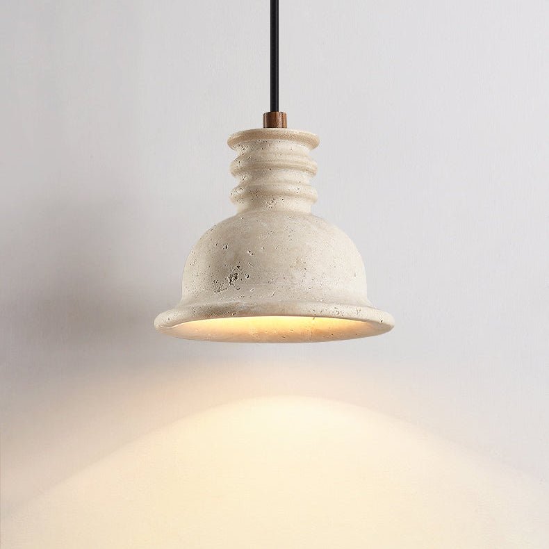 Travertine Ribbed Dome Pendant Light - Vakkerlight