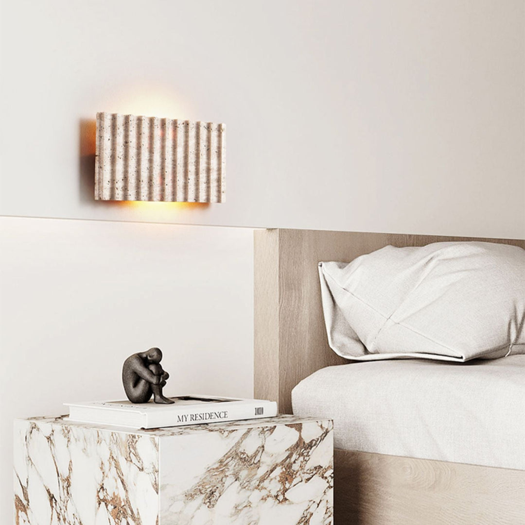 Travertine Ribbed Wall Sconce - Vakkerlight