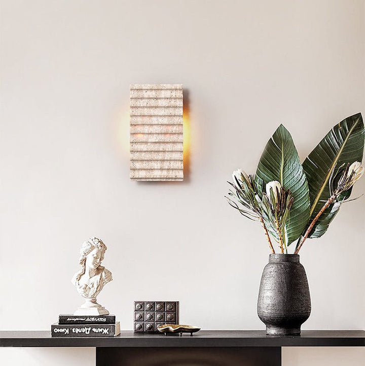 Travertine Ribbed Wall Sconce - Vakkerlight