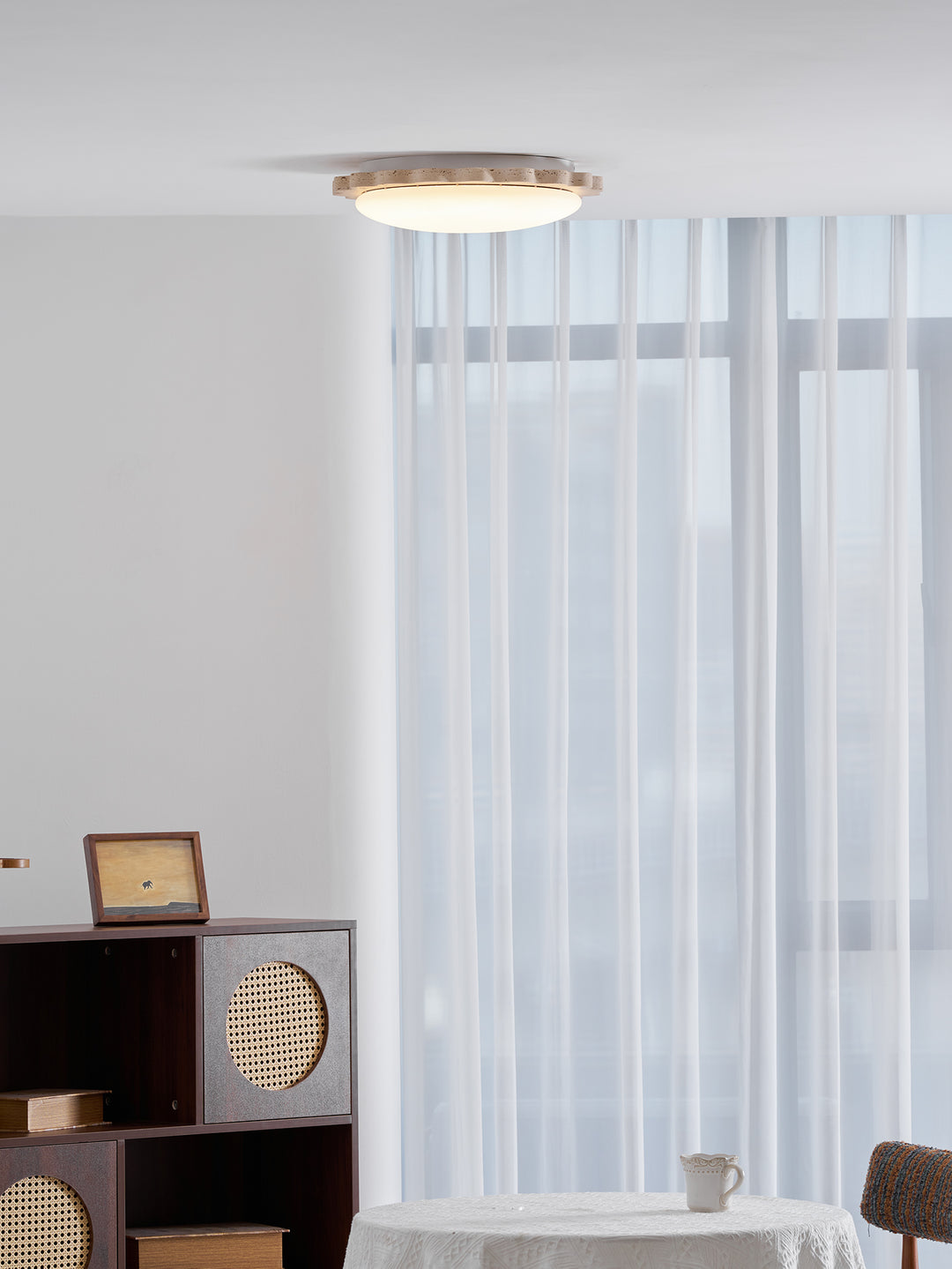 Travertine Scallop Edge Ceiling Light - Vakkerlight