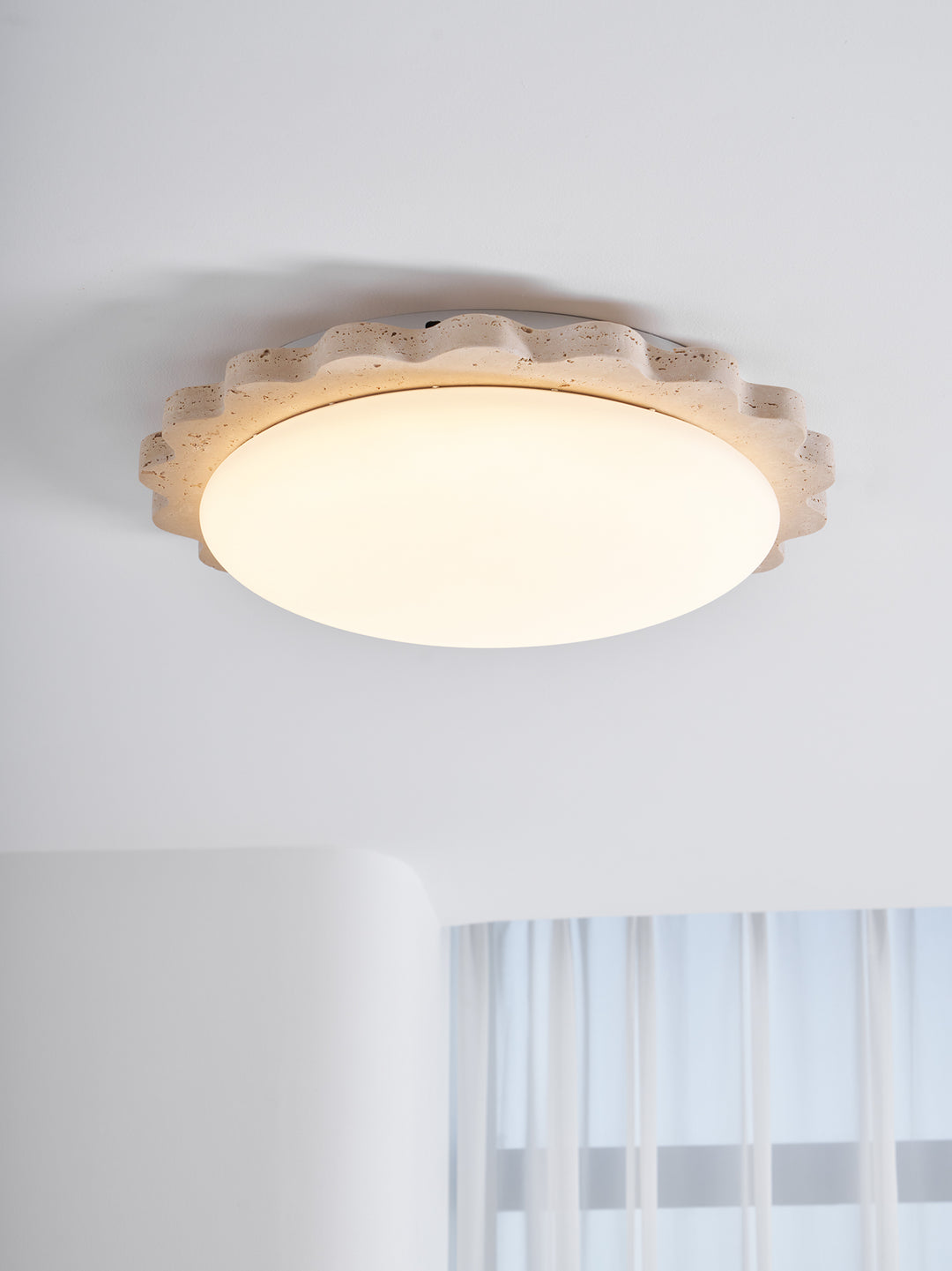 Travertine Scallop Edge Ceiling Light - Vakkerlight