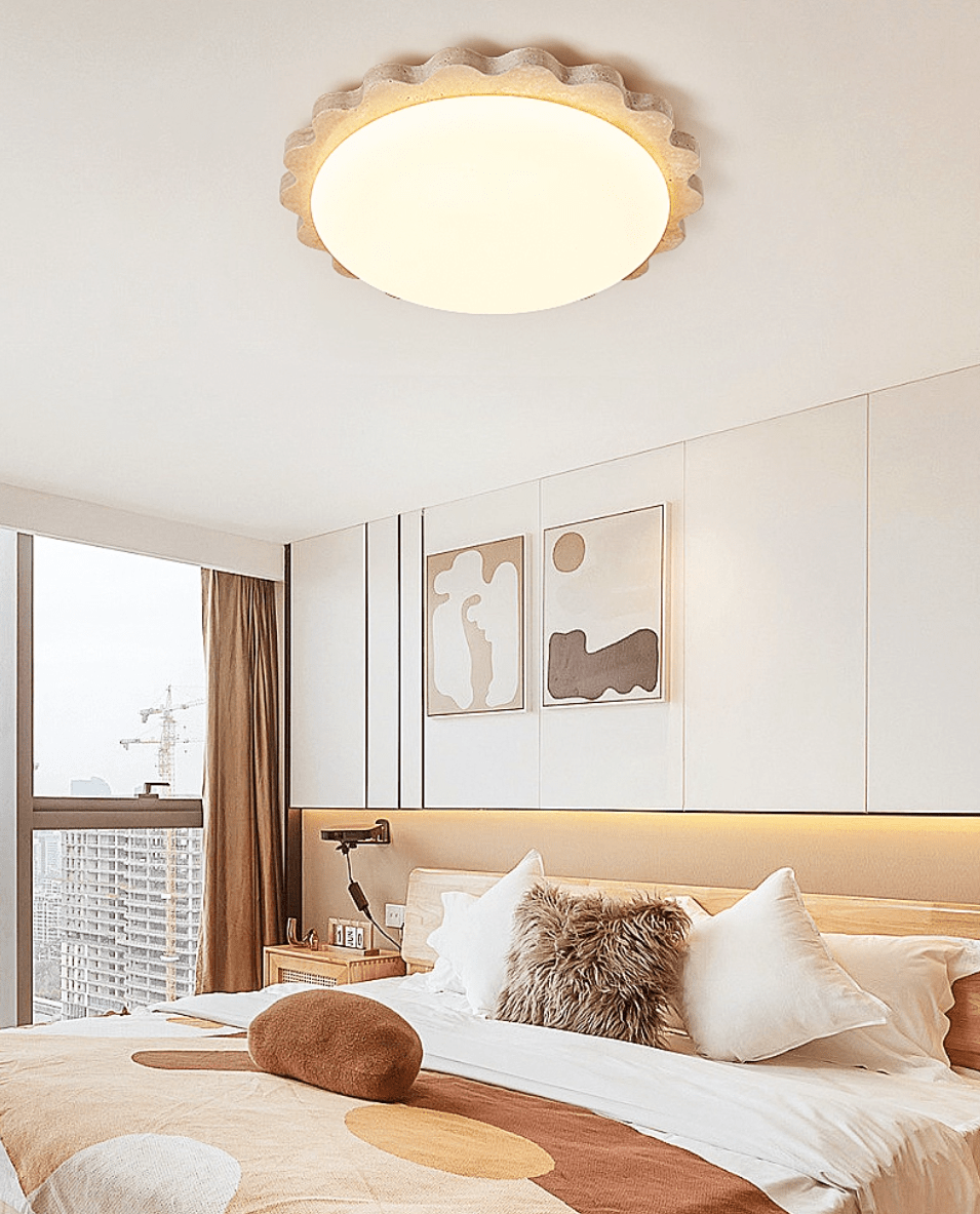 Travertine Scallop Edge Ceiling Light - Vakkerlight