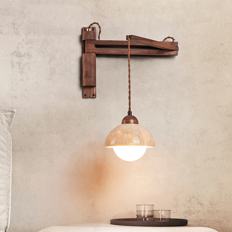 Travertine Swing Arm Wall Sconce - Vakkerlight