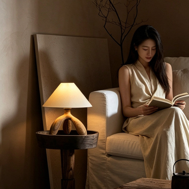 Trefoil Wood Table Lamp
