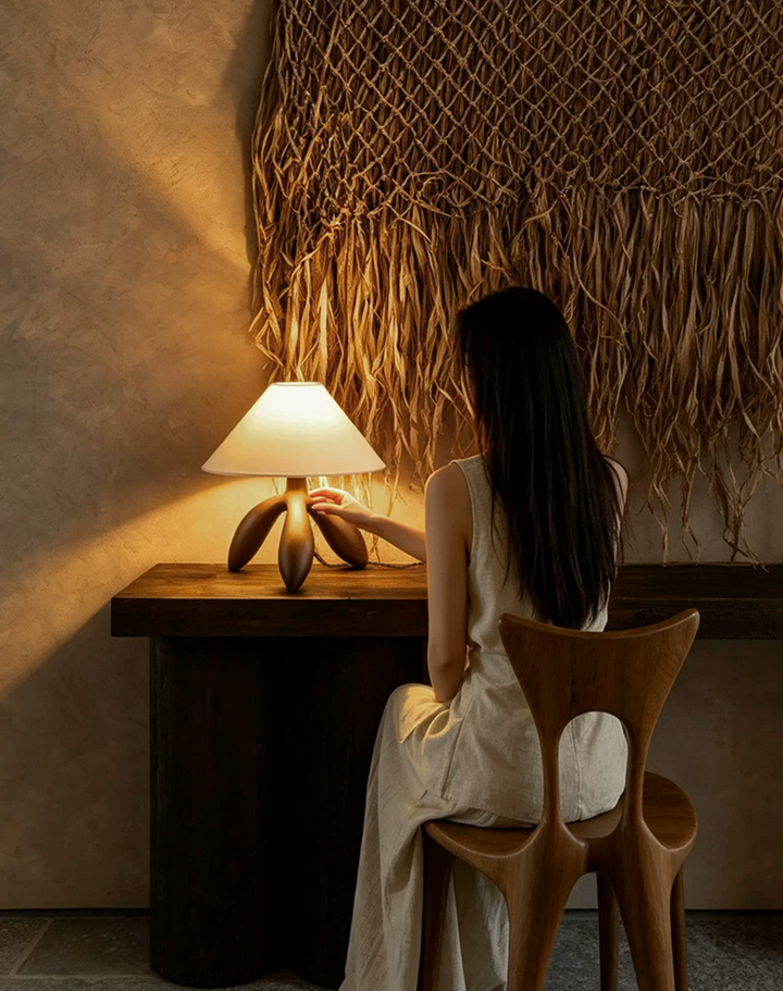 Trefoil Wood Table Lamp