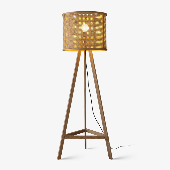 Tripod Wooden Rattan Floor Lamp - Vakkerlight