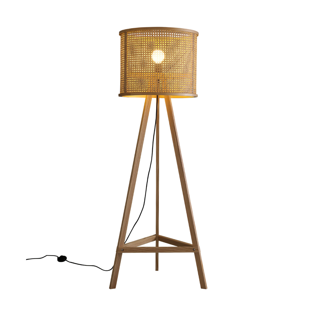 Tripod Wooden Rattan Floor Lamp - Vakkerlight