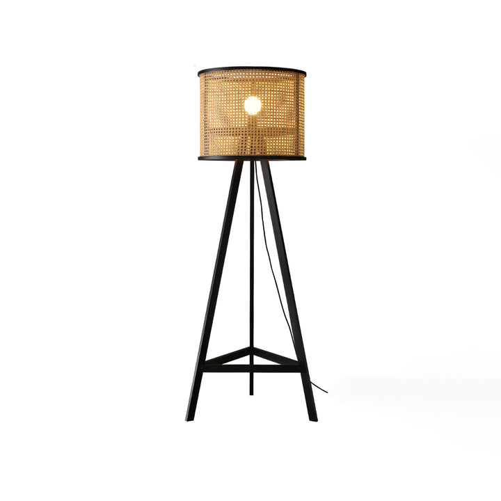 Tripod Wooden Rattan Floor Lamp - Vakkerlight