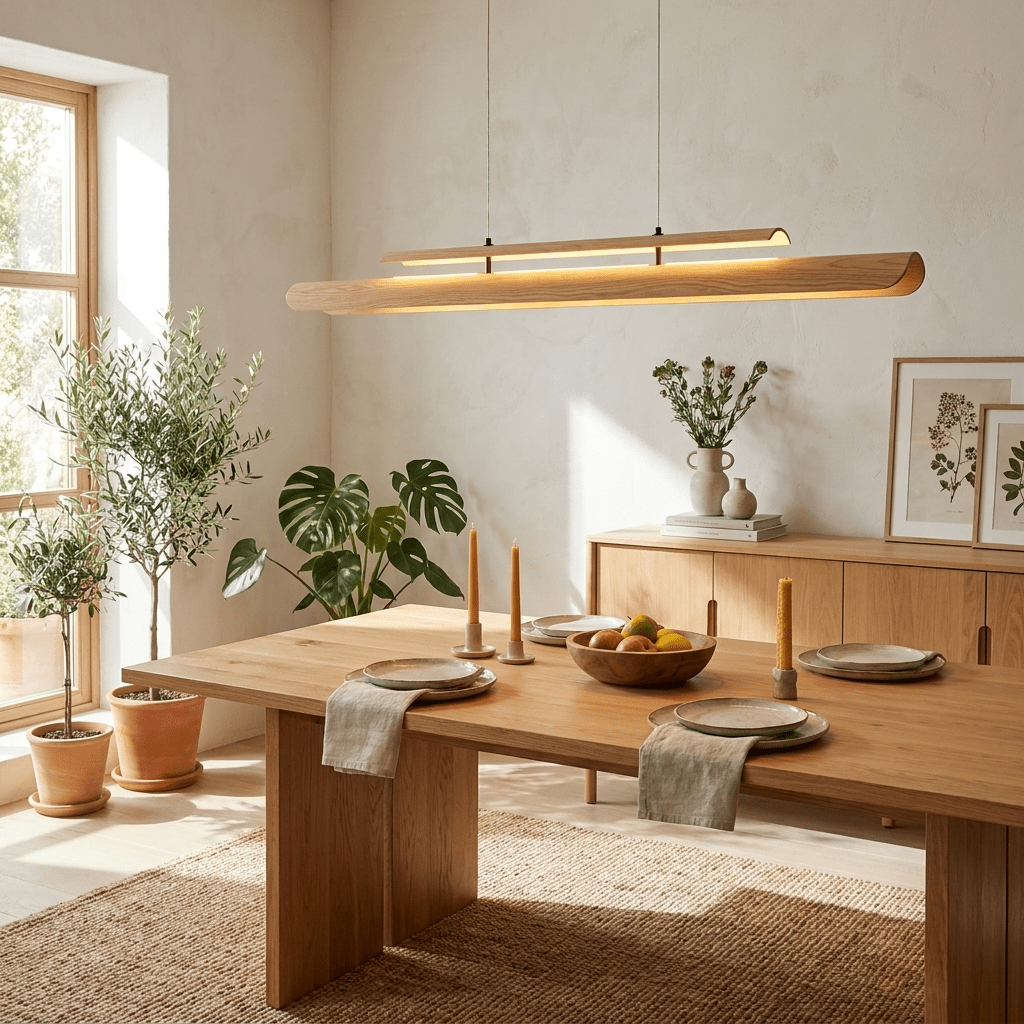 Two Tier Wood Linear Pendant Light - Vakkerlight